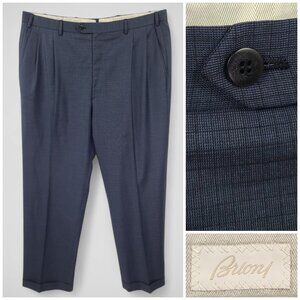 Brioni Check Wool Pleated Front Dress Pants W39xL31